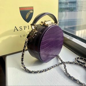 Aspinal of London Micro Hat Box Bag Purple